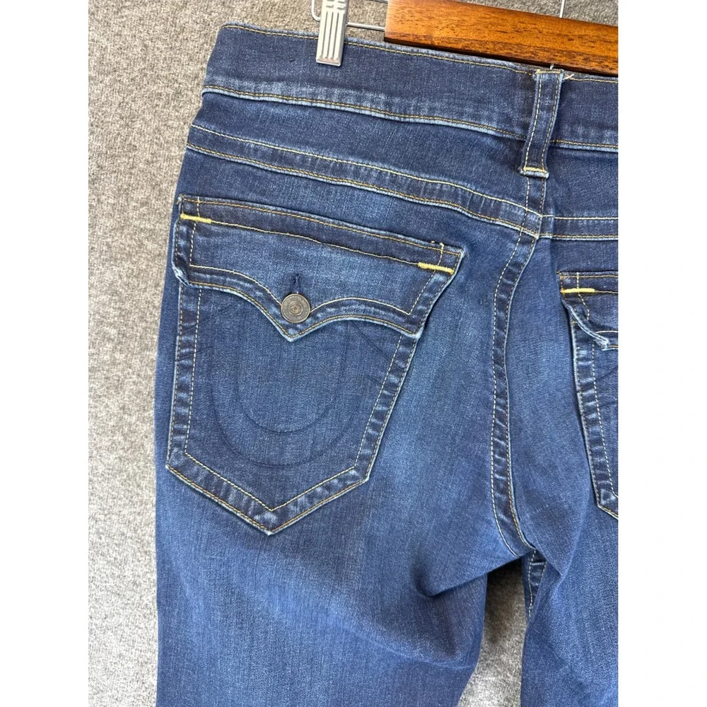 True Religion Ricky Flap SE Jeans Mens 36 Dark Wash Straight Leg Stretch Denim